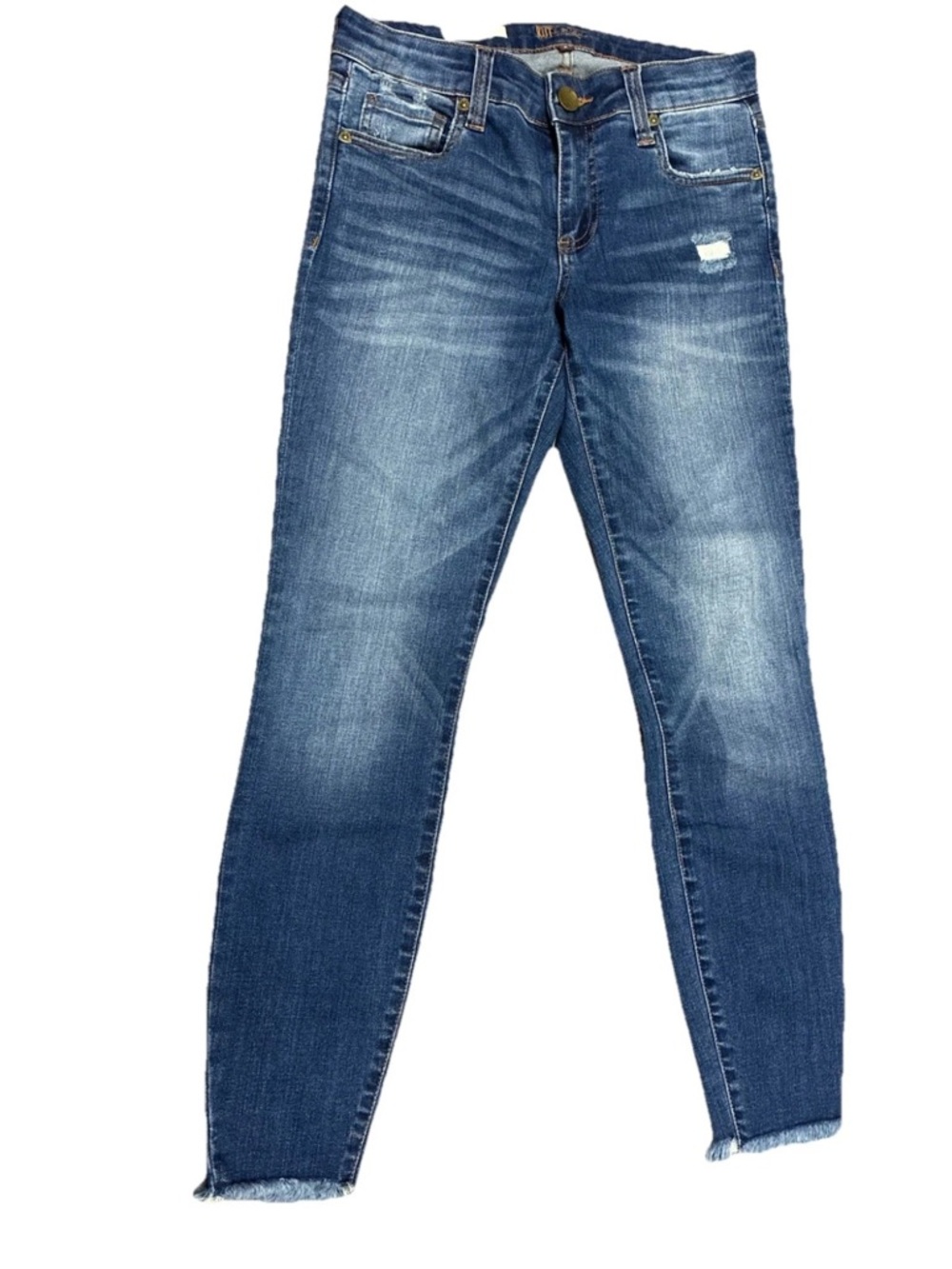 Kut From The Kloth Connie Ankle Skinny Jeans Size 2 Medium Wash Distressed Hem